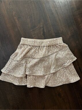 abercrombie kids Champagne Sequin Tiered Mini Skirt